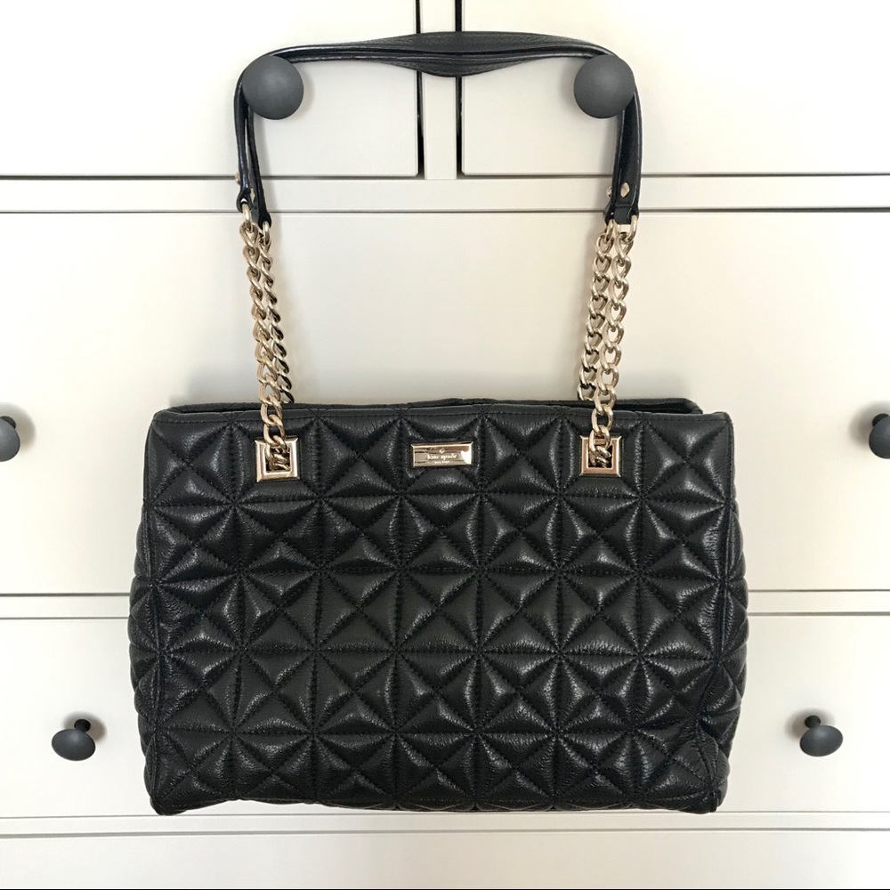 Kate Spade Black Leather Quilted Chain Handbag